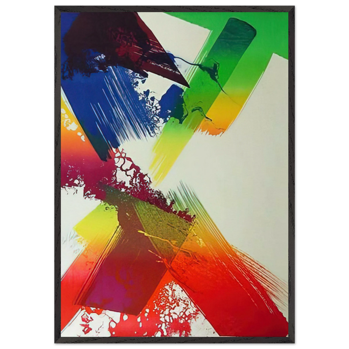 Untitled - Abstract Expressionism Lyrical Abstraction - Paul Jenkins 70x100 cm / 28x40 inches Framed Art Print – Black Wooden Frame