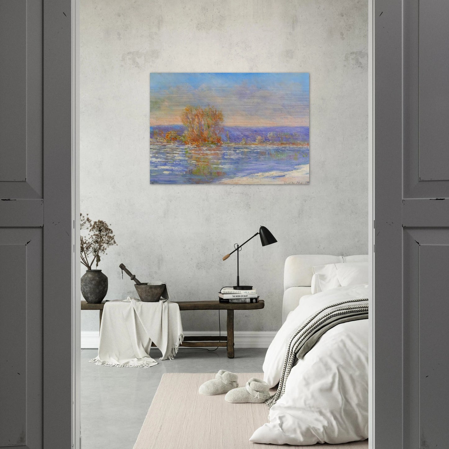 Floating Ice near Bennecourt - claude monet Brushed Aluminum Print - 70x100 cm / 28x40 inches | claude monet Aluminum Print | claude monet Prints