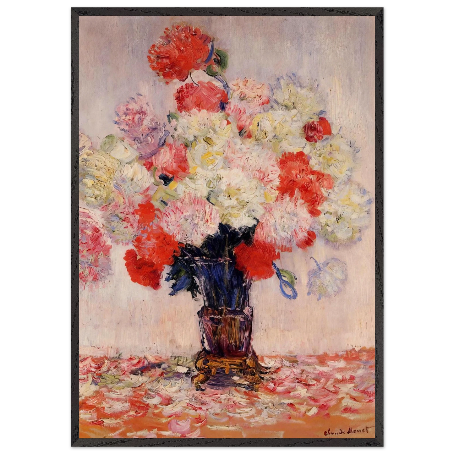 Vase of Peonies N1 - claude monet Framed Art Print – Black Wooden Frame - Default Title - -Framed Art Print