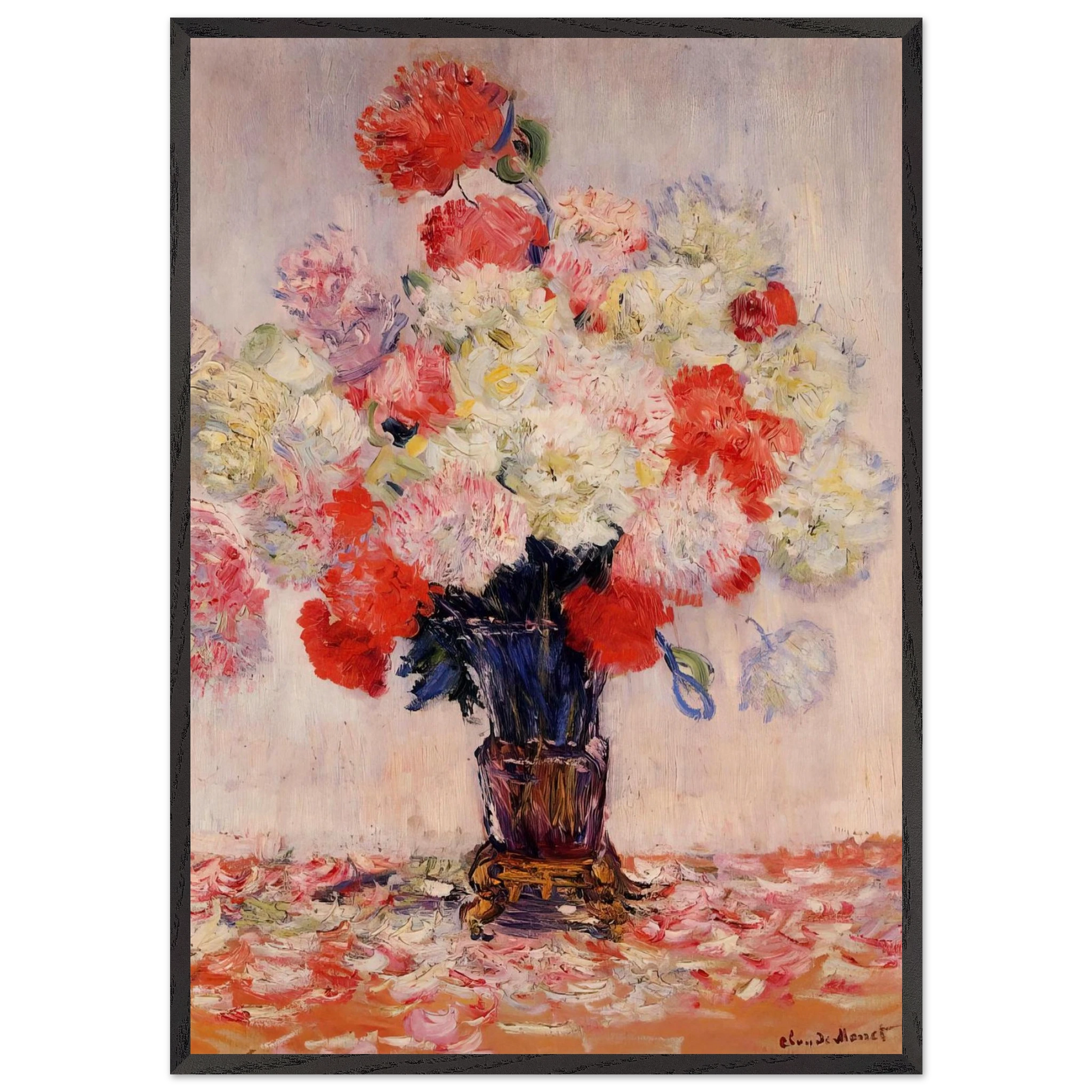 Vase of Peonies N1 - claude monet Framed Art Print – Black Wooden Frame - Default Title - -Framed Art Print