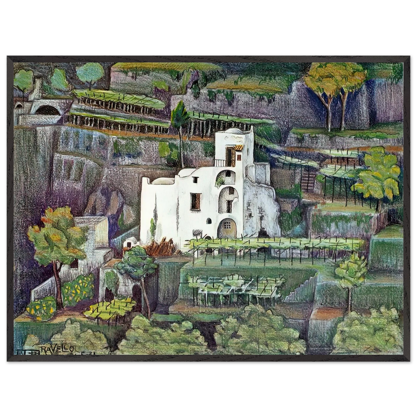 MC Escher - FARMHOUSE RAVELLO COLOUR Wall Art - 30x40 cm / 12x16 inches - Fine Art Poster - -