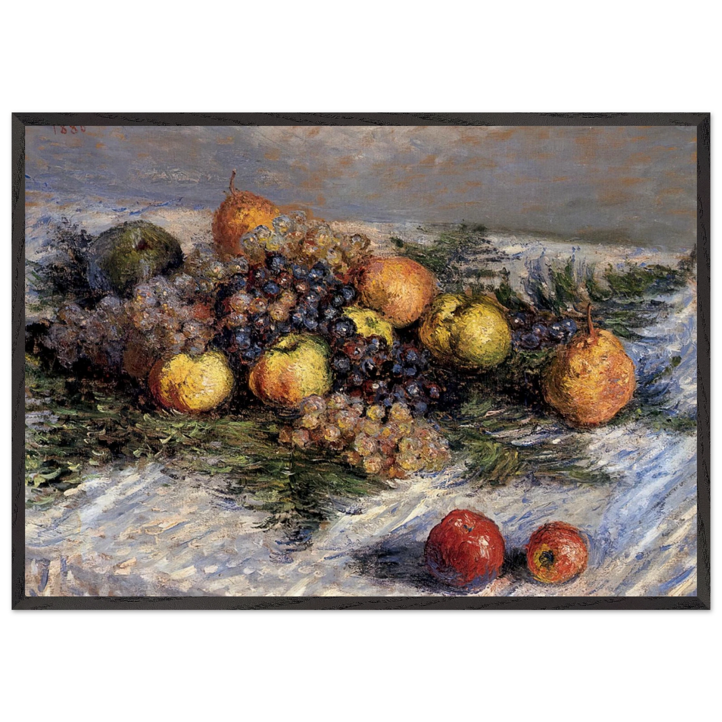 Still Life with Pears and Grapes N1 - claude monet Framed Art Print – Black Wooden Frame - Default Title - -Framed Art Print