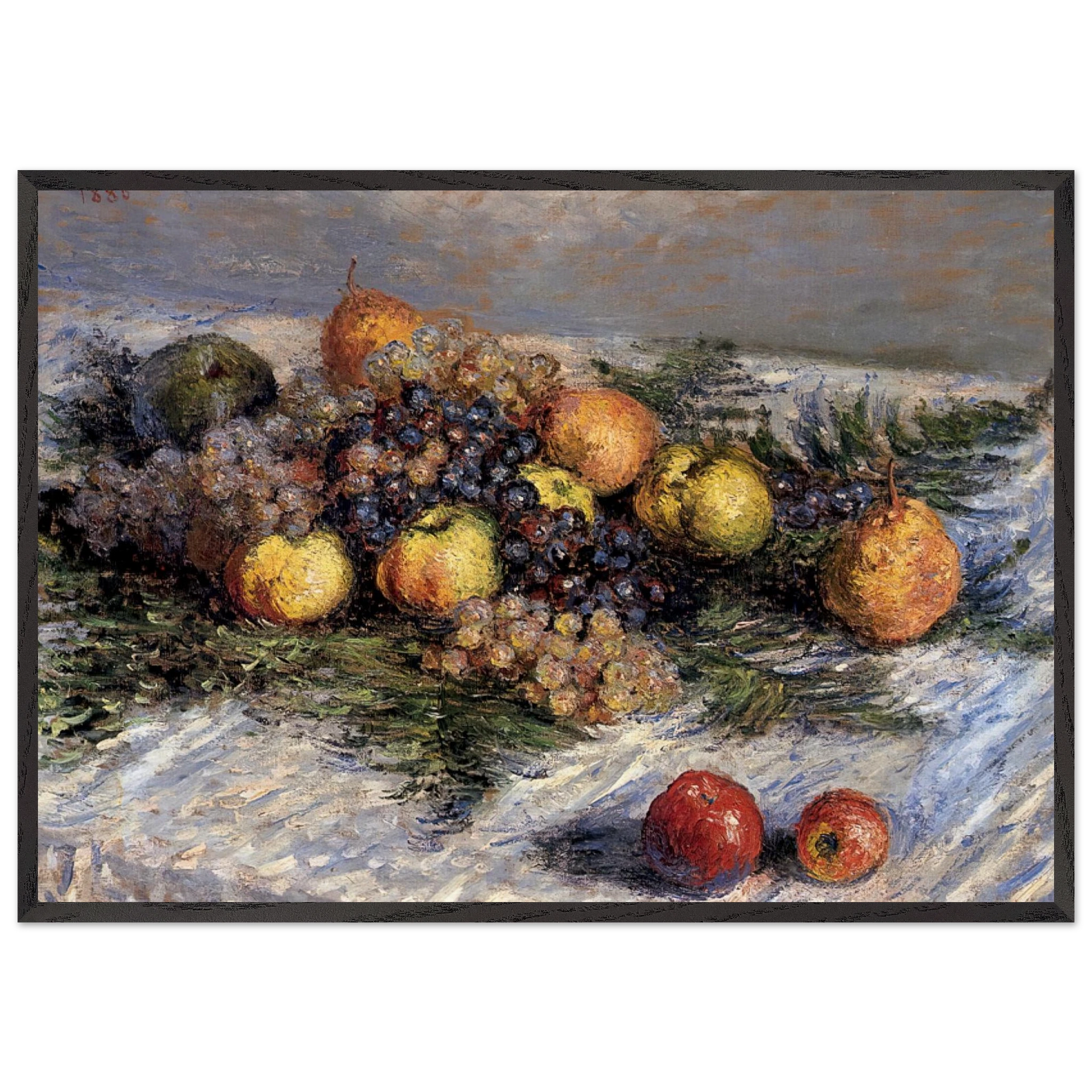 Still Life with Pears and Grapes N1 - claude monet Framed Art Print – Black Wooden Frame - Default Title - -Framed Art Print