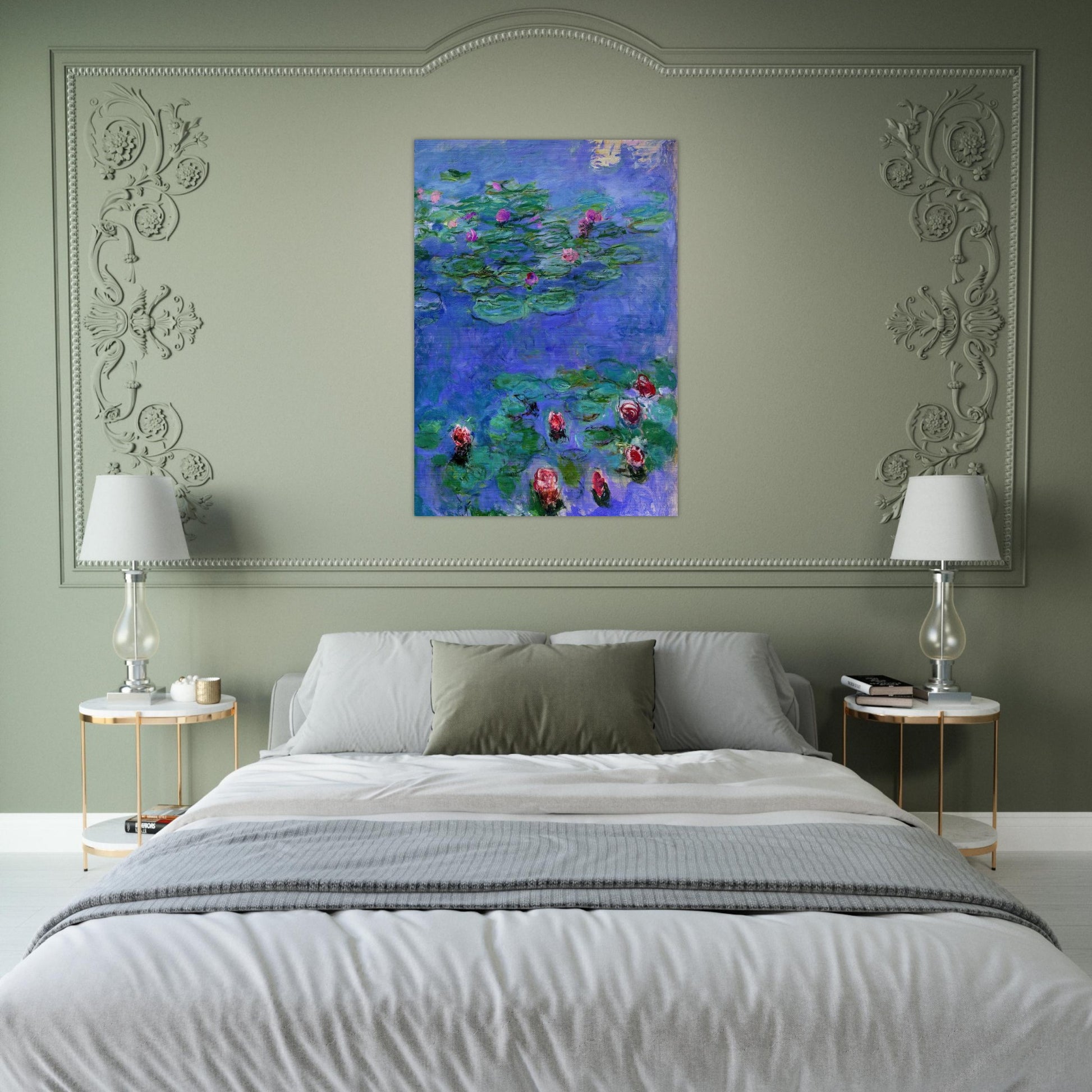 Water Lilies Red - claude monet Brushed Aluminum Print - 70x100 cm / 28x40 inches | claude monet Aluminum Print | claude monet Prints