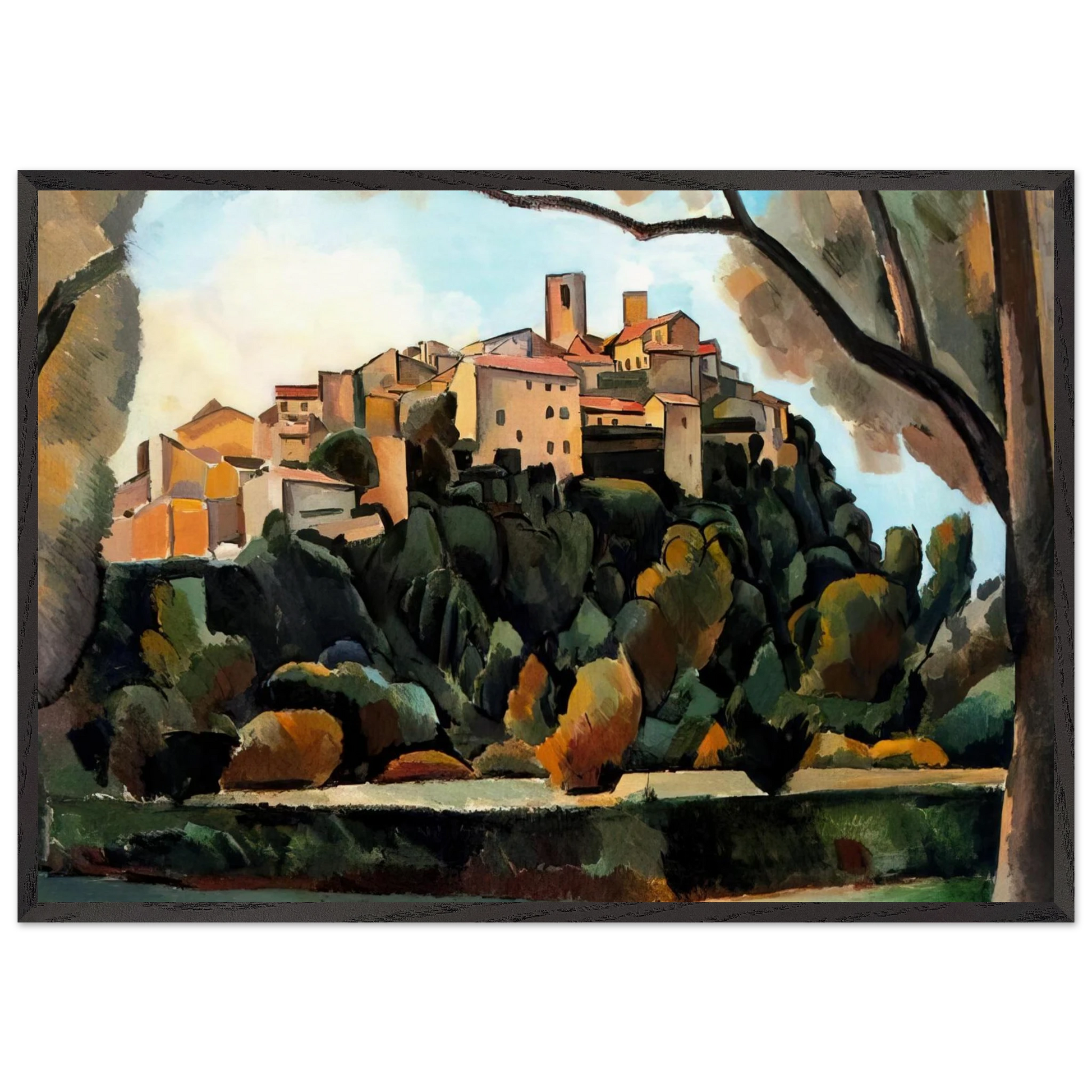 VISTA DE SAINT PAUL DE VENCE 1910 - Andre Derain Framed Art Print – Black Wooden Frame - Default Title - -Framed Art Print