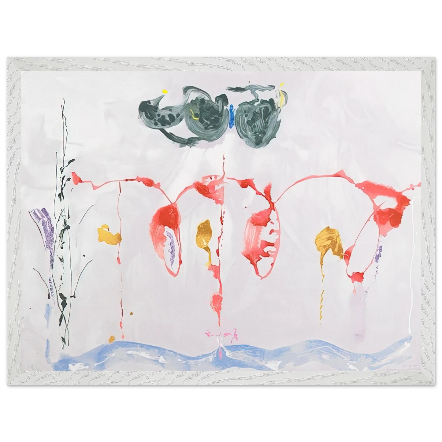 Helen Frankenthaler - Aerie - 2009 Wall art - 30x45 cm / 12x18 inches - Premium Wooden Framed Poster With Fine Art Paper - White frame