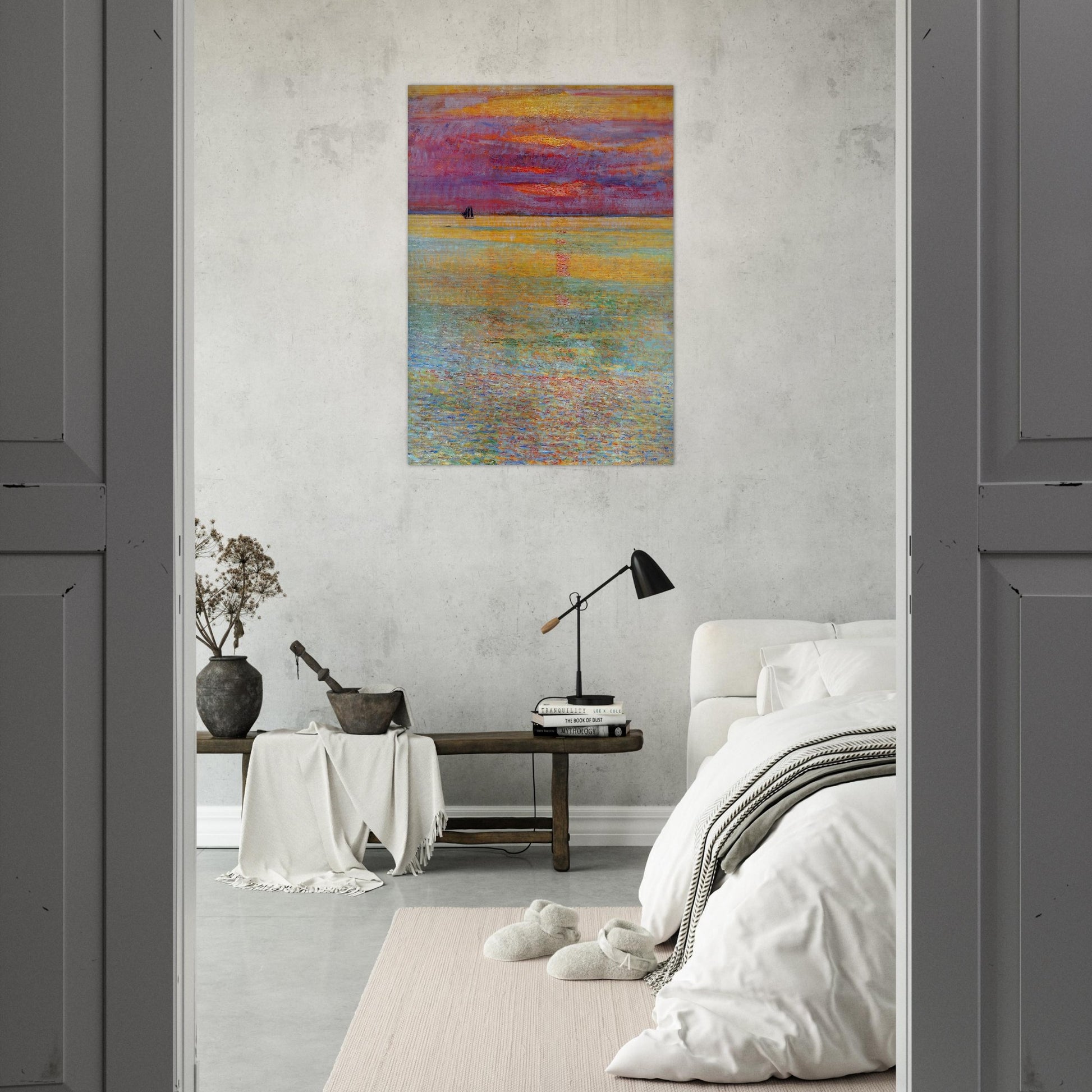 Sunset at Sea - Childe Hassam Brushed Aluminum Print - 70x100 cm / 28x40 inches | Childe Hassam Aluminum Print | Childe Hassam Prints