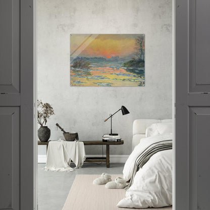 Sunset on the Seine in Winter - claude monet Acrylic Print - 70x100 cm / 28x40″ inches | claude monet Wall Art | claude monet Prints