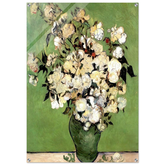 A Vase of Roses - Vincent van Gogh Acrylic Print - 70x100 cm / 28x40″ inches
