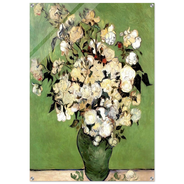 A Vase of Roses - Vincent van Gogh Acrylic Print - 70x100 cm / 28x40″ inches