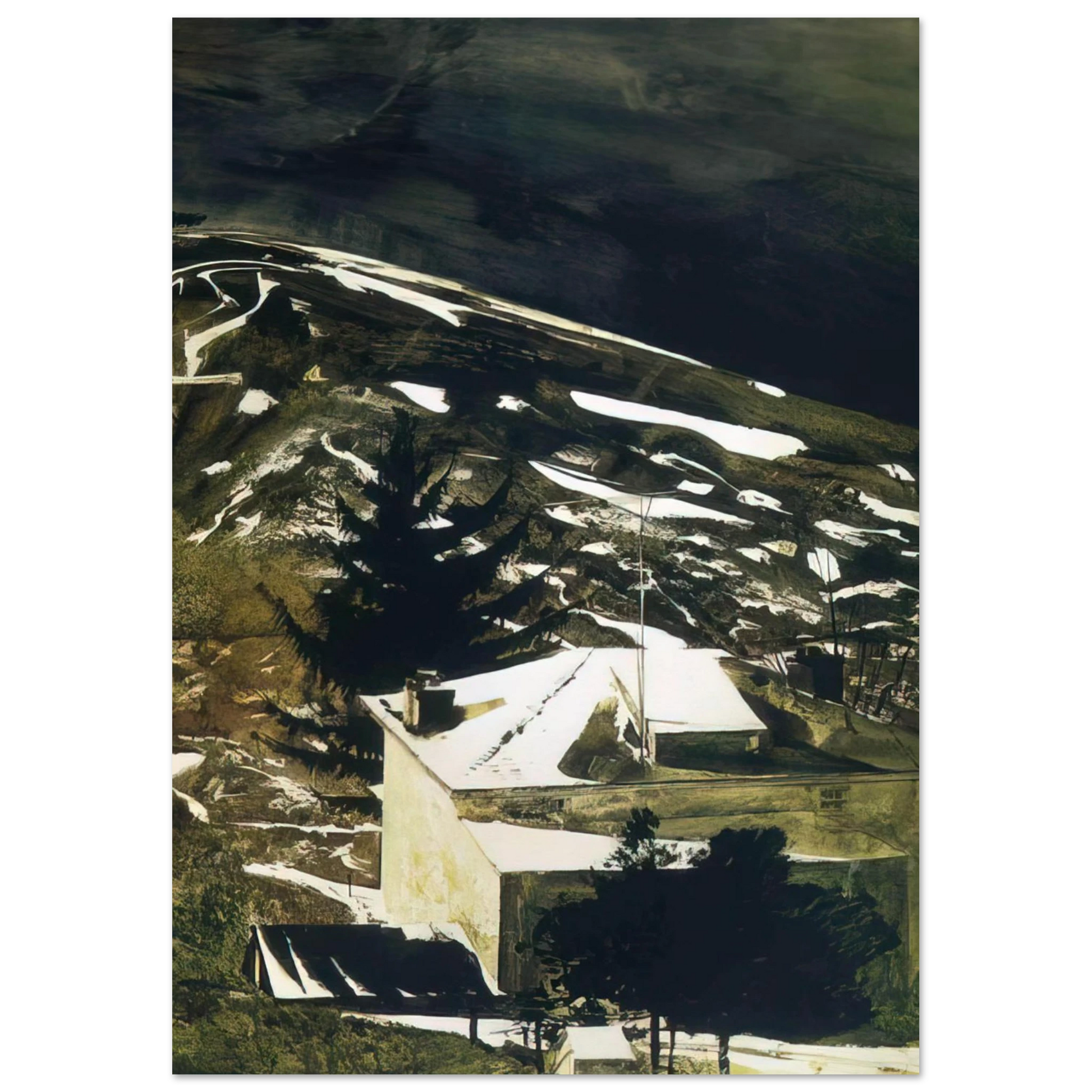 Andrew Wyeth - WOLF MOON 1975 Wall Art - 21x29.7 cm / 8x12" - Premium Wooden Framed Poster With Fine Art Paper - White frame