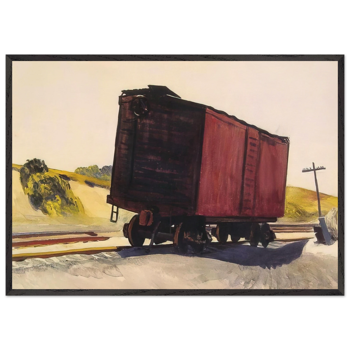 Freight Car at Truro - Edward Hopper 70x100 cm / 28x40 inches Framed Art Print – Black Wooden Frame