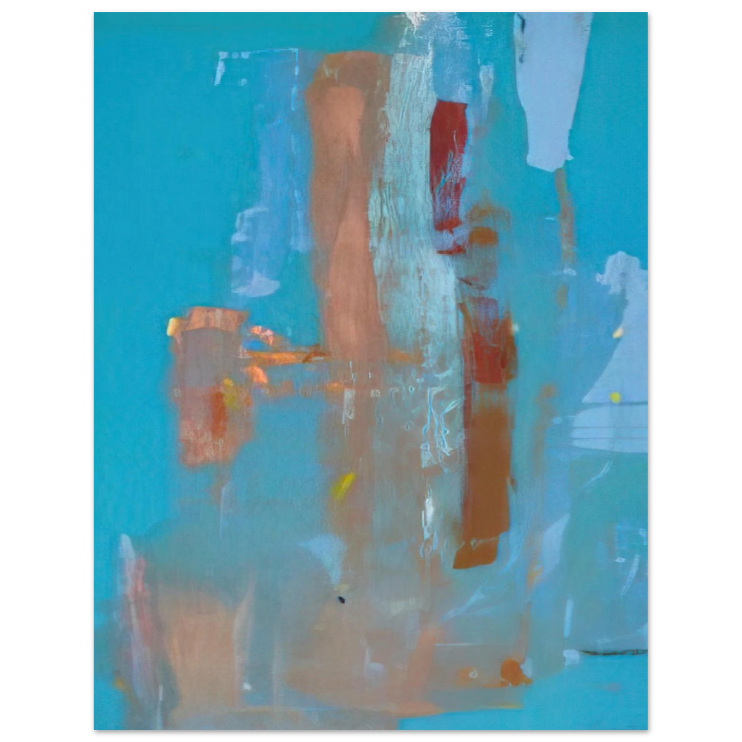 Helen Frankenthaler - In on Blue - 1976 Wall art - 28x43  cm / XL (11x17 inches) - Premium Wooden Framed Poster With Fine Art Paper - Wood frame