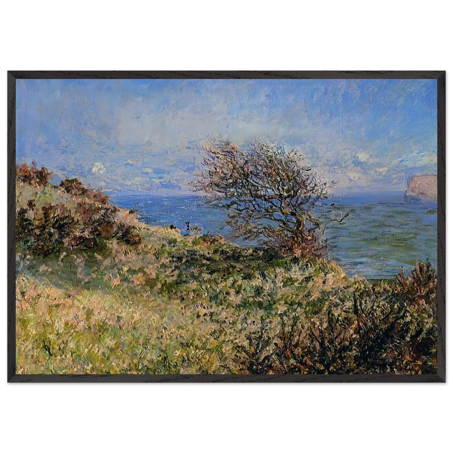 On the Cliff at Fecamp - claude monet Framed Art Print – Black Wooden Frame - Default Title - -Framed Art Print