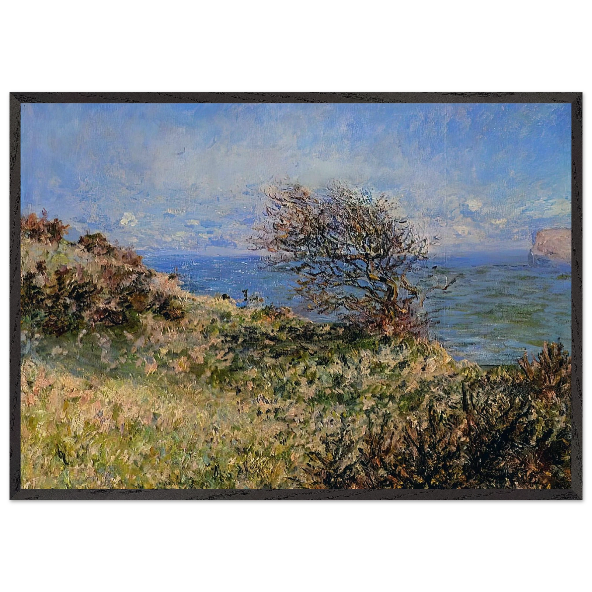 On the Cliff at Fecamp - claude monet Framed Art Print – Black Wooden Frame - Default Title - -Framed Art Print
