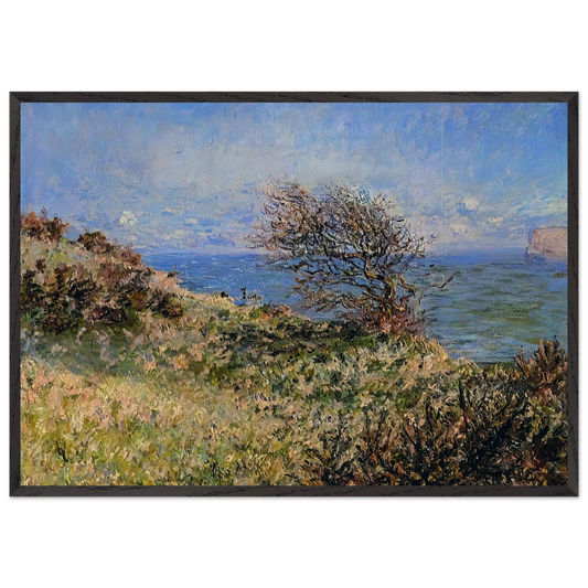 On the Cliff at Fecamp - claude monet 70x100 cm / 28x40 inches Framed Art Print – Black Wooden Frame
