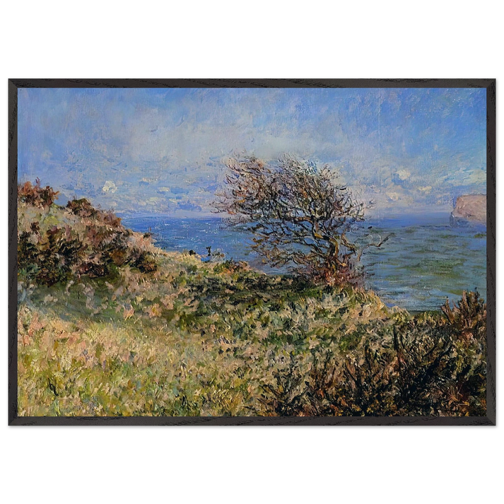 On the Cliff at Fecamp - claude monet 70x100 cm / 28x40 inches Framed Art Print – Black Wooden Frame