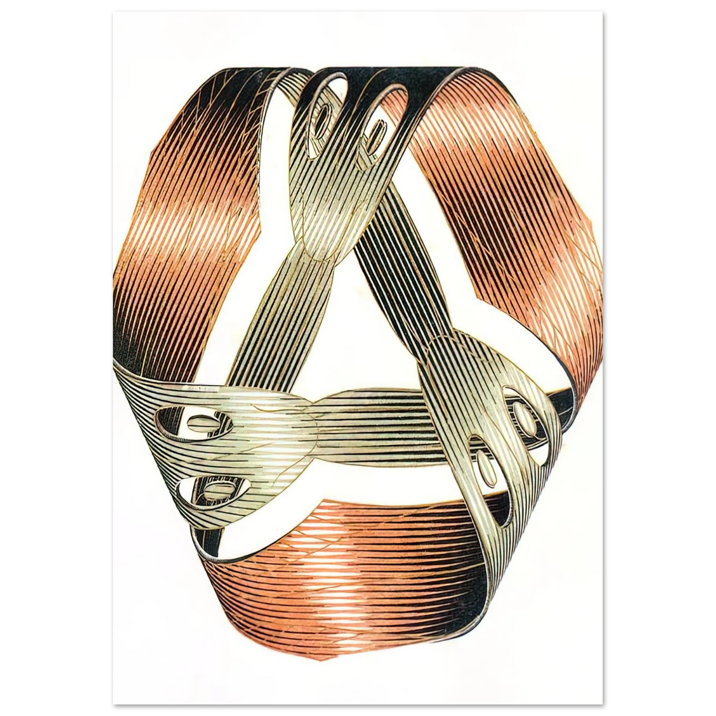 MC Escher - MOEBIUS STRIP I Wall Art - 60x80 cm / 24x32 inches - Premium Wooden Framed Poster With Fine Art Paper - White frame