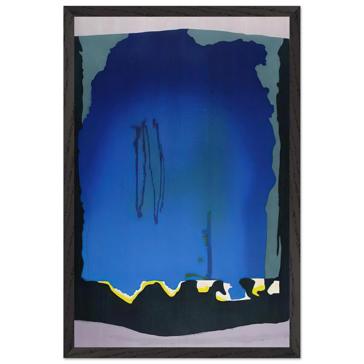 Helen Frankenthaler - Freefall - 1992 Wall art - 21x29.7 cm / 8x12" - Premium Wooden Framed Poster With Fine Art Paper - Black frame