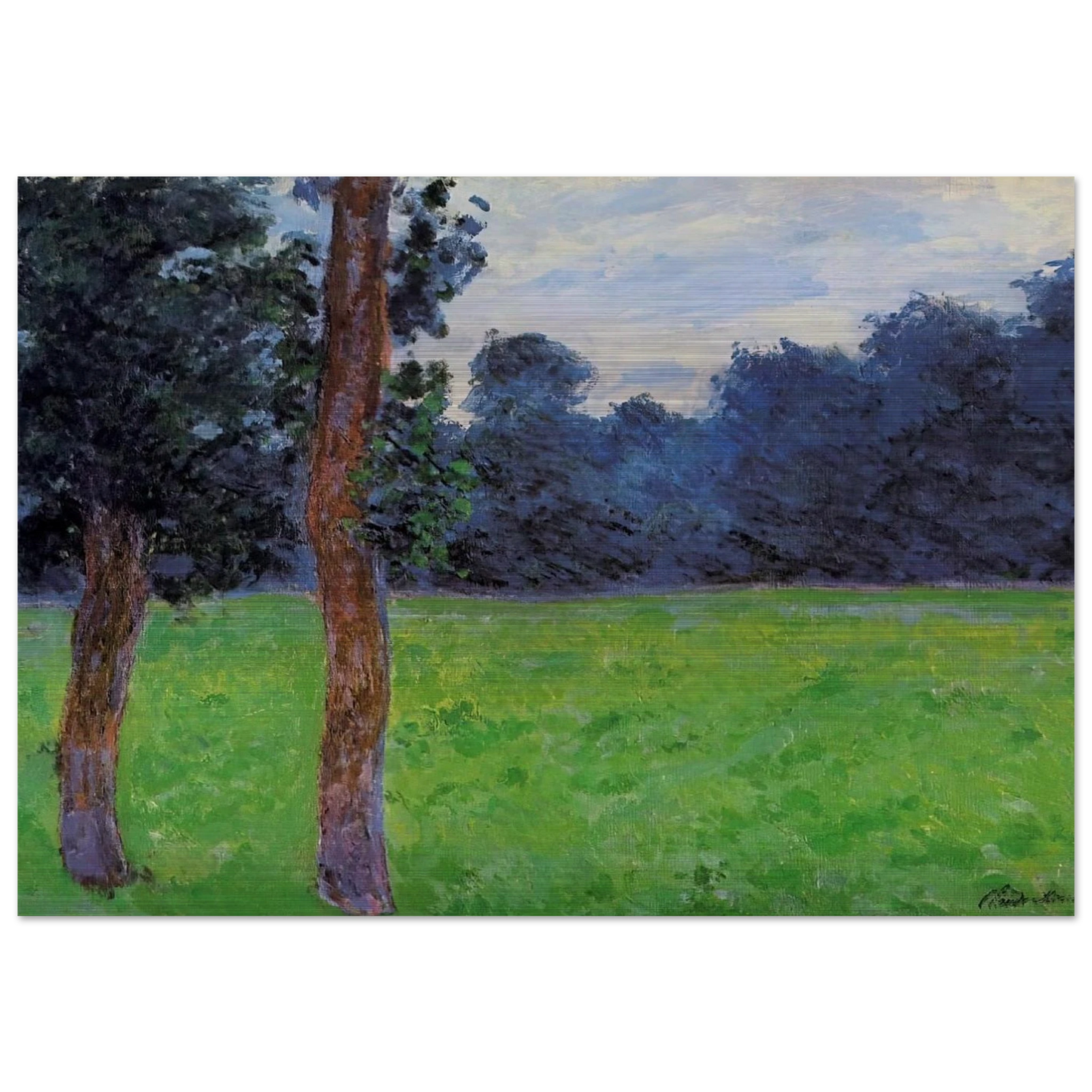 Two Trees in a Meadow - claude monet Brushed Aluminum Print - 70x100 cm / 28x40 inches | claude monet Aluminum Print | claude monet Prints