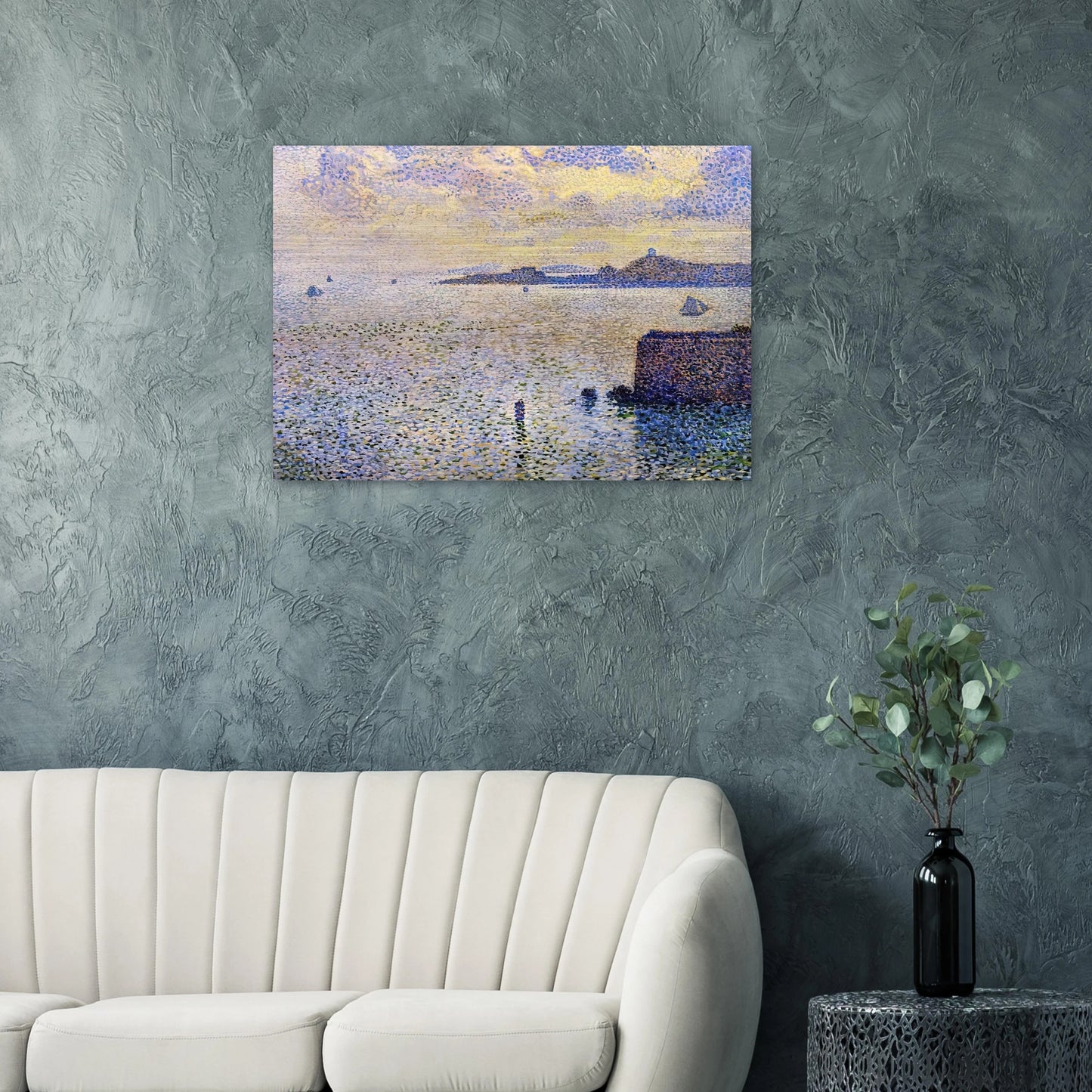 SAILBOATS AND ESTUARY 1892 - Theo van Rysselberghe Brushed Aluminum Print - 70x100 cm / 28x40 inches | Theo van Rysselberghe Aluminum Print | Theo van Rysselberghe Prints
