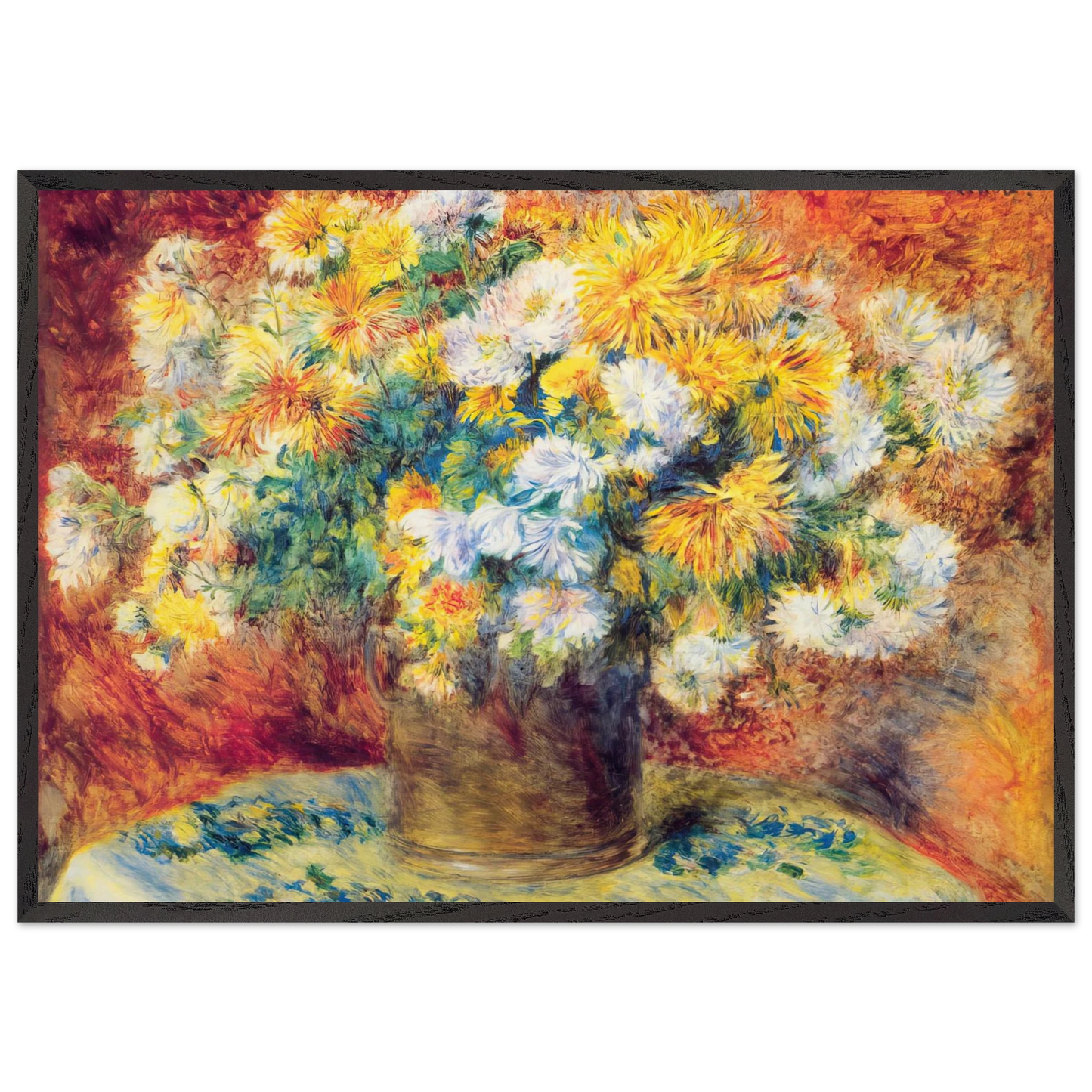 Chrysan the mums - Pierre-Auguste Renoir Framed Art Print – Black Wooden Frame - Default Title - -Framed Art Print
