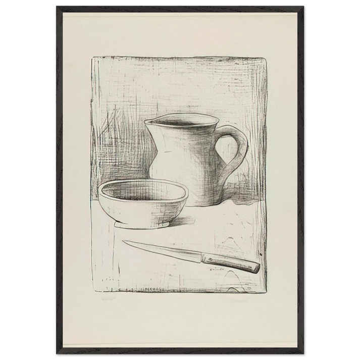 STILL LIFE 1944 - Carlo Carra 70x100 cm / 28x40 inches Framed Art Print – Black Wooden Frame