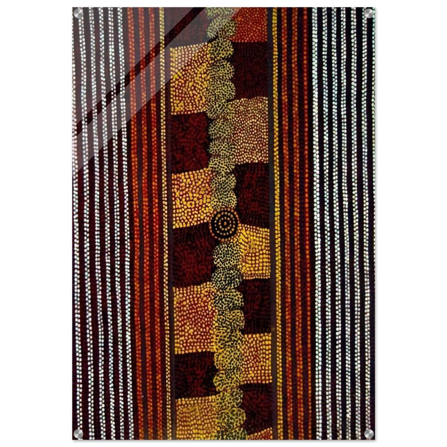 Water Track Dreaming - 1981 - Clifford Possum Tjapaltjarri Acrylic Print - 70x100 cm / 28x40″ inches | Clifford Possum Tjapaltjarri Wall Art | Clifford Possum Tjapaltjarri Prints