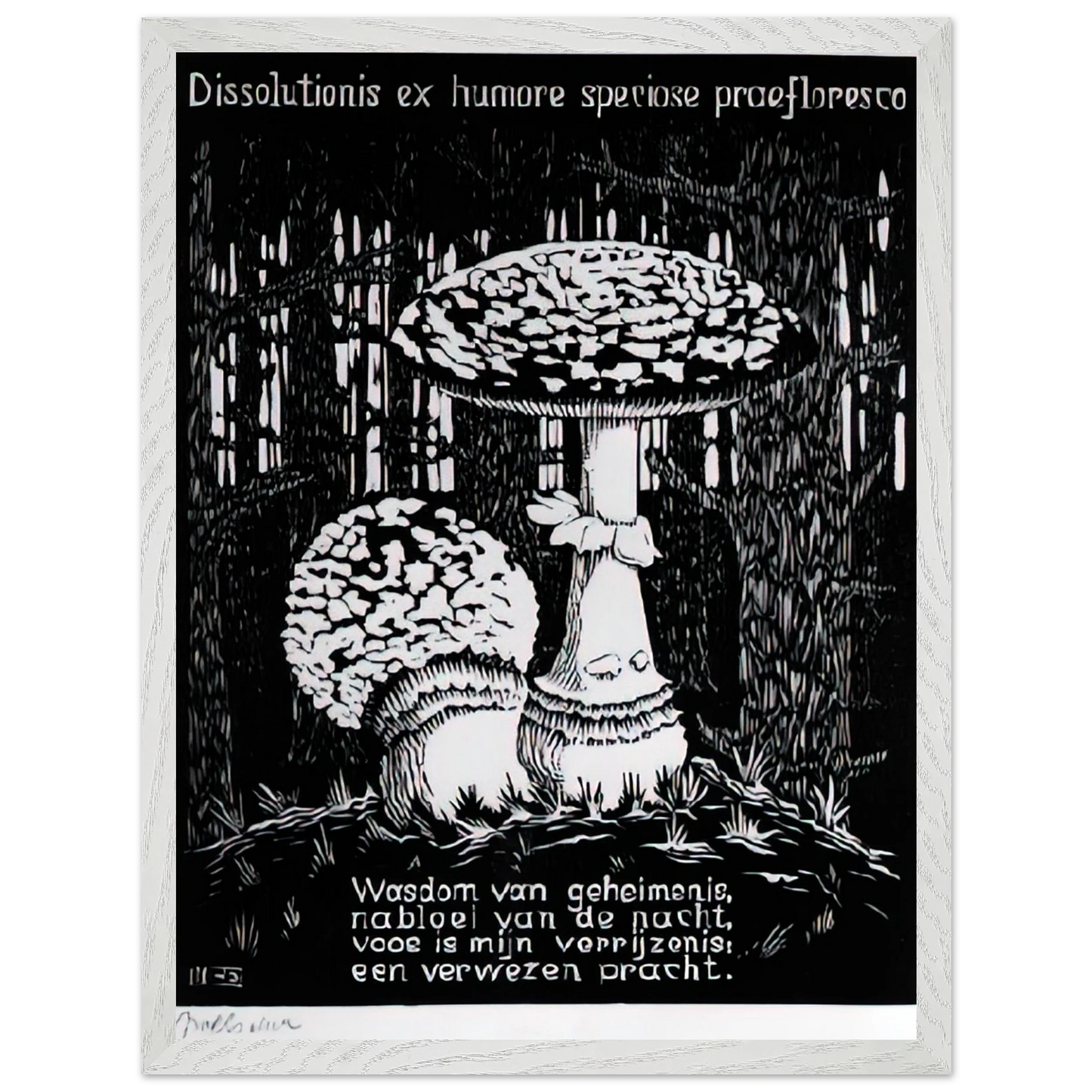MC Escher - EMBLEMATA TOADSTOOL Wall Art - 30x40 cm / 12x16 inches - Premium Wooden Framed Poster With Fine Art Paper - White frame