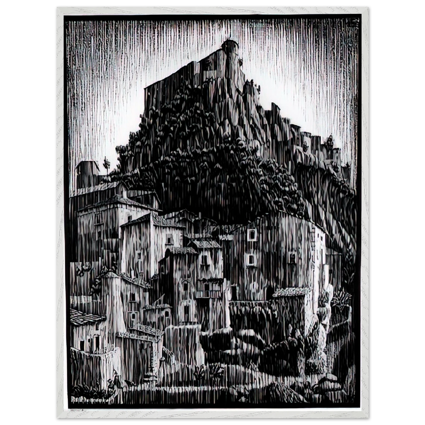 MC Escher - CERRO AL VOLTURNO ABRUZZI JANUARY 1930 1930 Wall Art - 30x40 cm / 12x16 inches - Premium Wooden Framed Poster With Fine Art Paper - Black frame