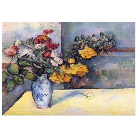 Still Life Flowers in a Vase - Paul Cézanne Brushed Aluminum Print - 70x100 cm / 28x40 inches | Paul Cézanne Aluminum Print | Paul Cézanne Prints