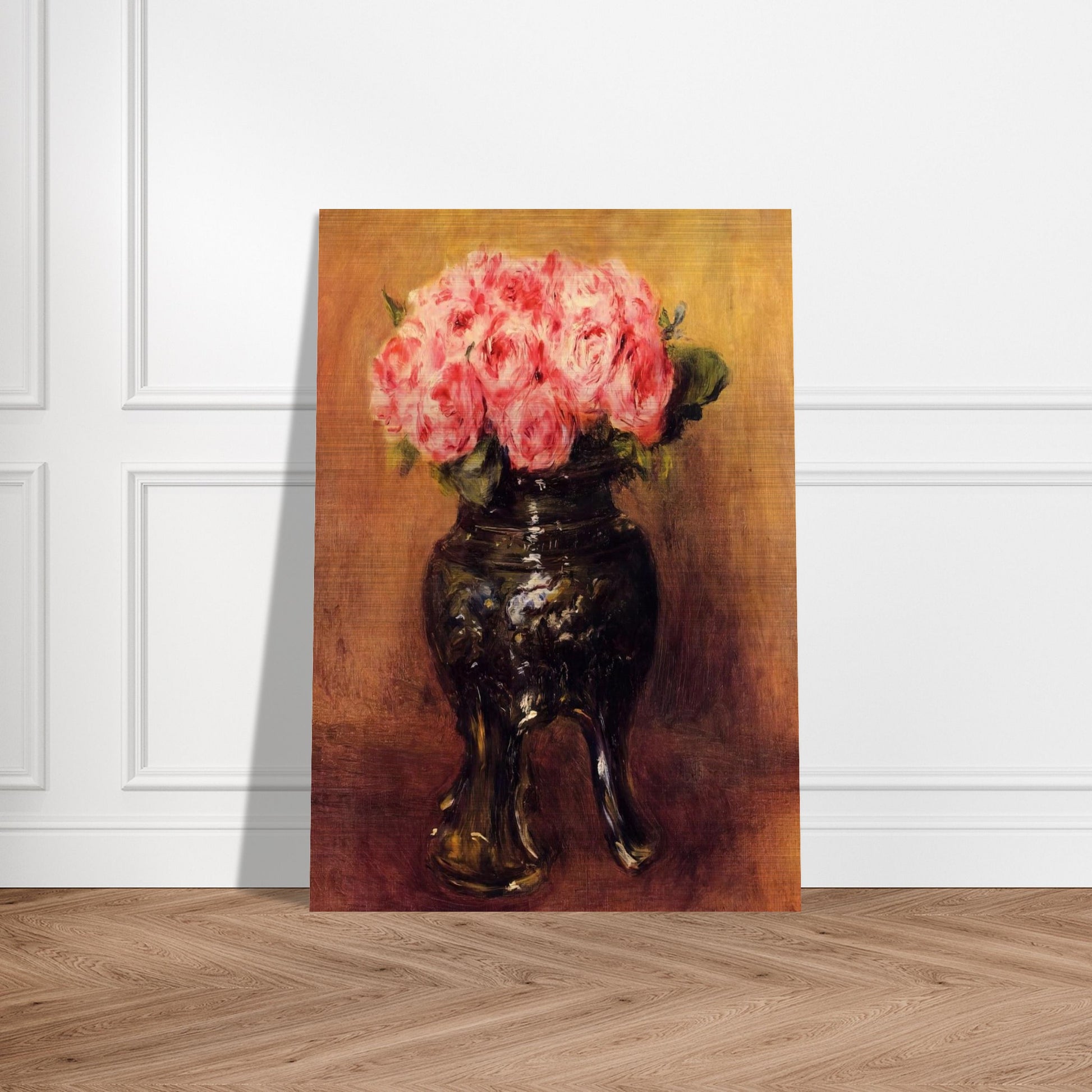 Roses in a China Vase - Pierre-Auguste Renoir Brushed Aluminum Print - 70x100 cm / 28x40 inches | Pierre-Auguste Renoir Aluminum Print | Pierre-Auguste Renoir Prints