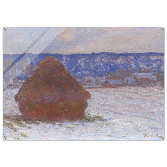 Stack of Wheat Snow Effect, Overcast Day - claude monet Acrylic Print - 70x100 cm / 28x40″ inches