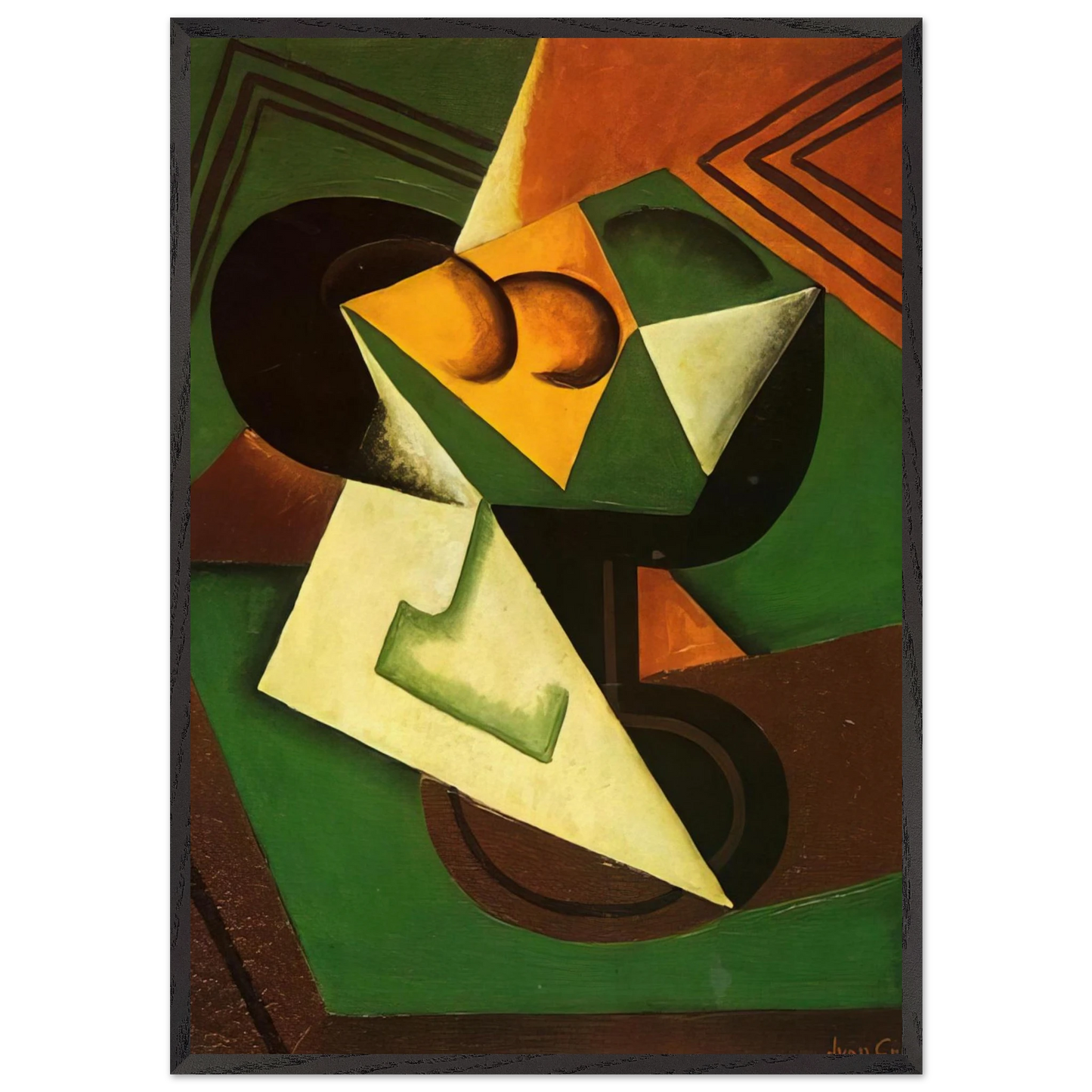 FRUIT BOWL AND FRUIT - Juan Gris Framed Art Print – Black Wooden Frame - Default Title - -Framed Art Print