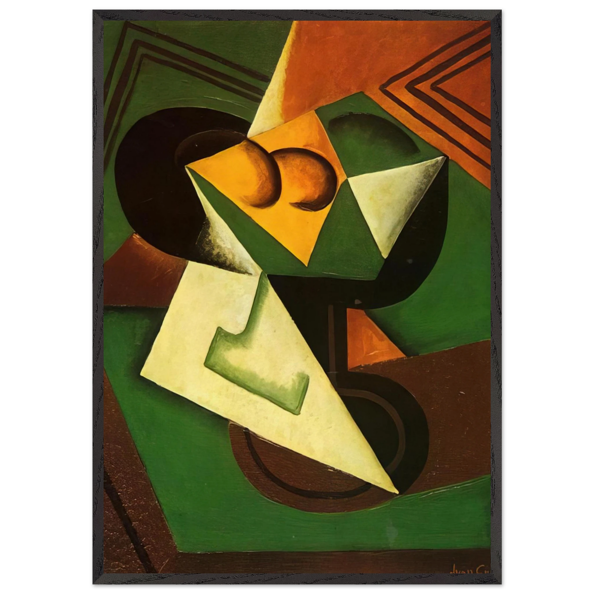 FRUIT BOWL AND FRUIT - Juan Gris Framed Art Print – Black Wooden Frame - Default Title - -Framed Art Print