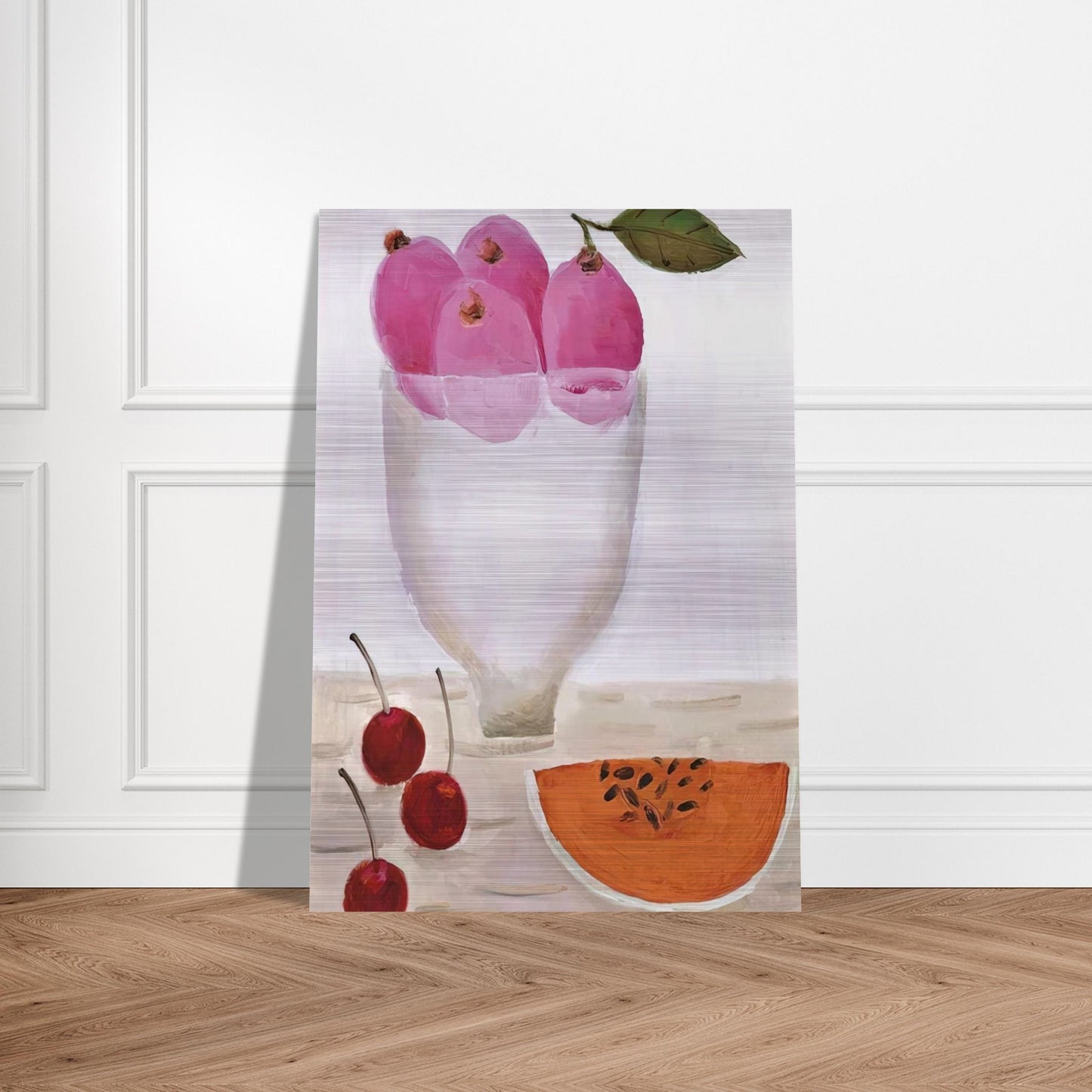 Three Cherries - 2000 - Mary Fedden Brushed Aluminum Print - 70x100 cm / 28x40 inches | Mary Fedden Aluminum Print | Mary Fedden Prints