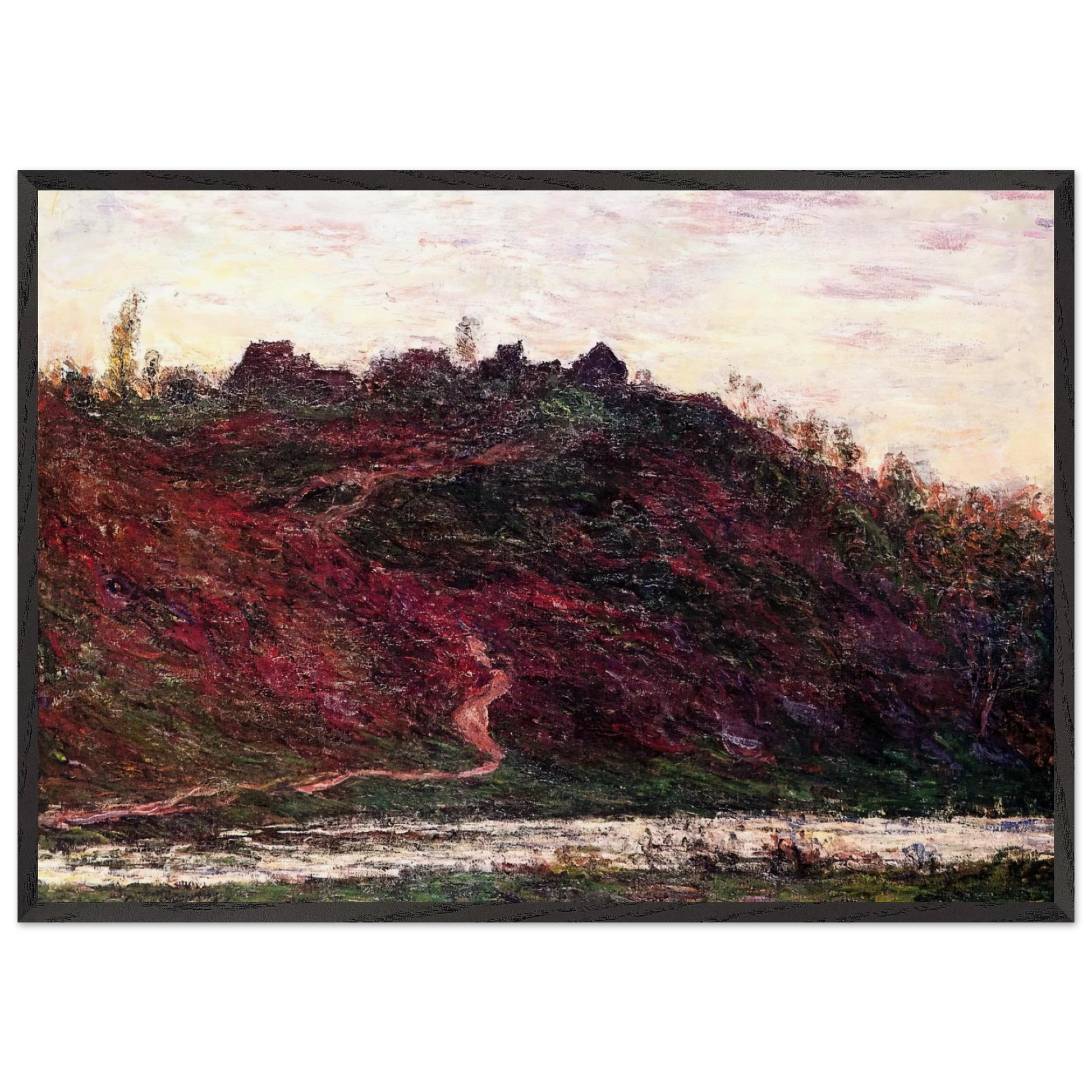 The Village of La Coche-Blond Evening - claude monet Framed Art Print – Black Wooden Frame - Default Title - -Framed Art Print