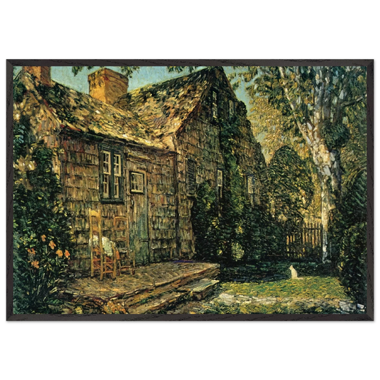 Little Old Cottage Egypt Lane East Hampton - Childe Hassam 70x100 cm / 28x40 inches Framed Art Print – Black Wooden Frame