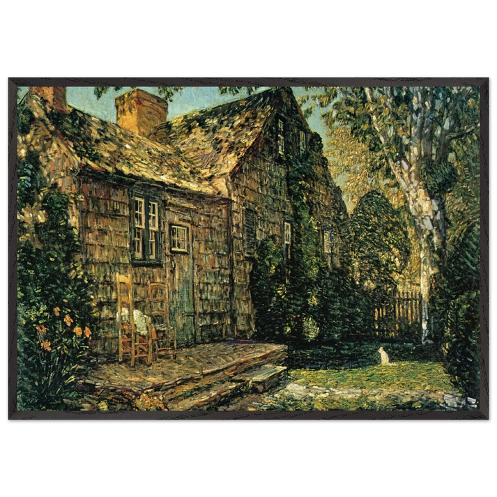 Little Old Cottage Egypt Lane East Hampton - Childe Hassam 70x100 cm / 28x40 inches Framed Art Print – Black Wooden Frame
