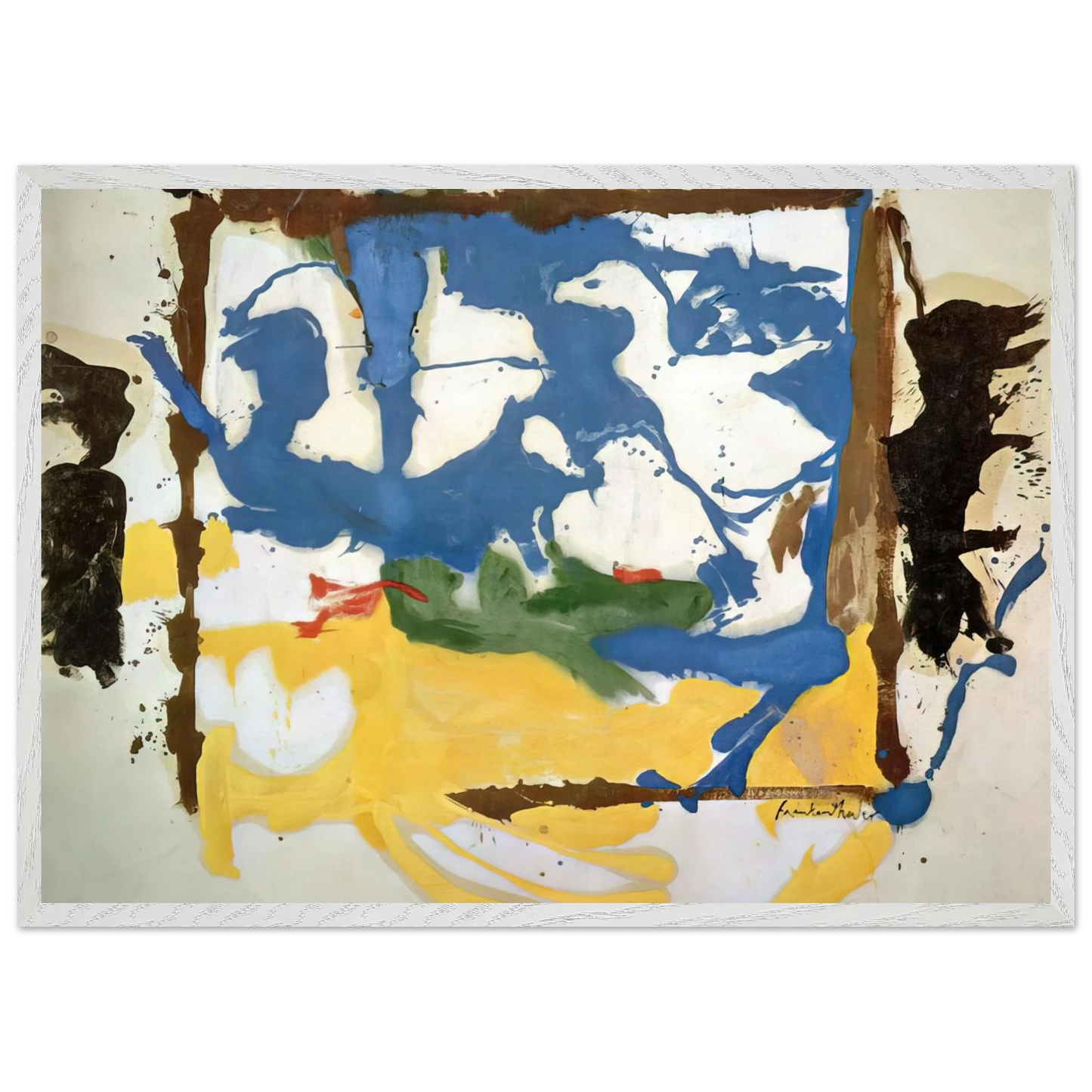 Helen Frankenthaler - Swan Lake #2 - 1961 Wall art - A2 (42 x 59.4  cm) - Premium Wooden Framed Poster With Fine Art Paper - Black frame