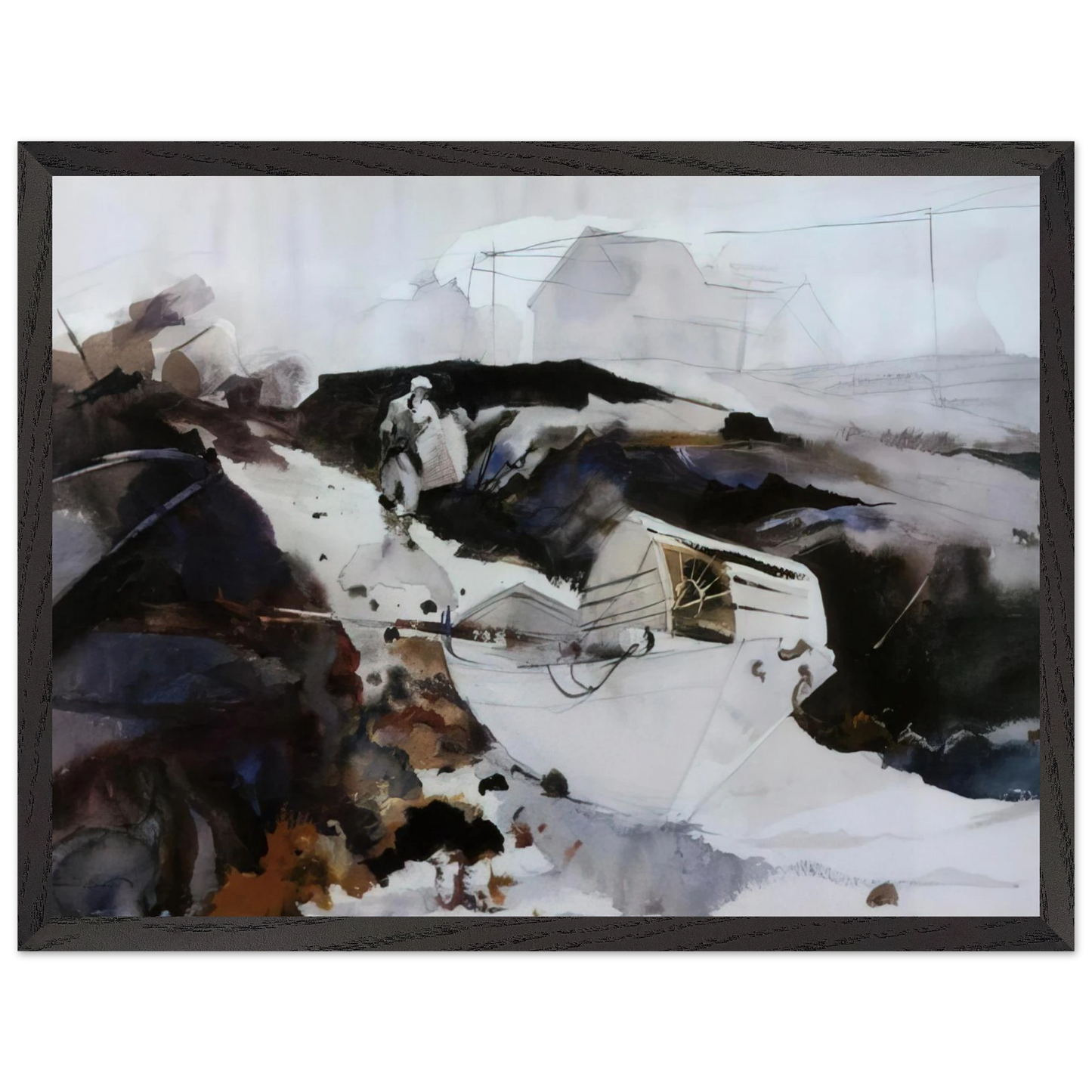 Andrew Wyeth - THE WHITE DORY 1941 Wall Art - 21x29.7 cm / 8x12" - Premium Wooden Framed Poster With Fine Art Paper - White frame