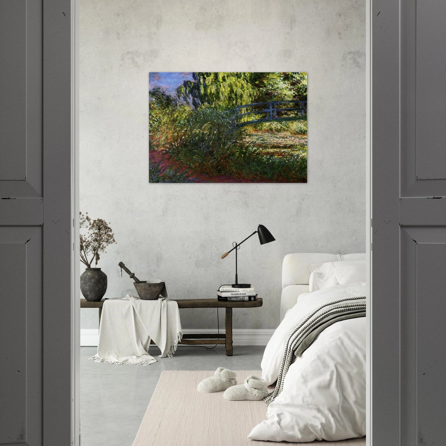 The Japanese Bridge The Water-Lily Pond and Path by the Water - claude monet Brushed Aluminum Print - 70x100 cm / 28x40 inches | claude monet Aluminum Print | claude monet Prints