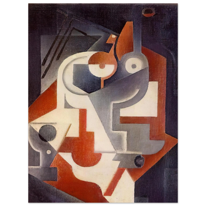 Juan Gris - NEWSPAPER GLASS AND PEAR 1917  75x100 cm / 30x40inches Fine Art Poster