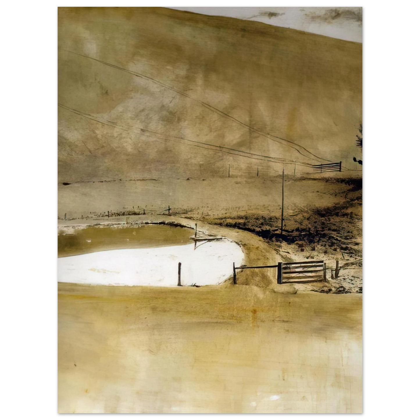 Andrew Wyeth - NOT DETECTED 34 Wall Art - 30x40 cm / 12x16 inches - Premium Wooden Framed Poster With Fine Art Paper - Black frame