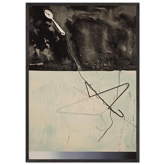 COAT HANGER AND SPOON FROM FRAGMENT ACCORDING TO WHAT 1971 - Jasper Johns Framed Art Print – Black Wooden Frame - Default Title - -Framed Art Print