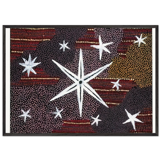 Reve Etoile - 2001 - Clifford Possum Tjapaltjarri Framed Art Print – Black Wooden Frame - Default Title - -Framed Art Print
