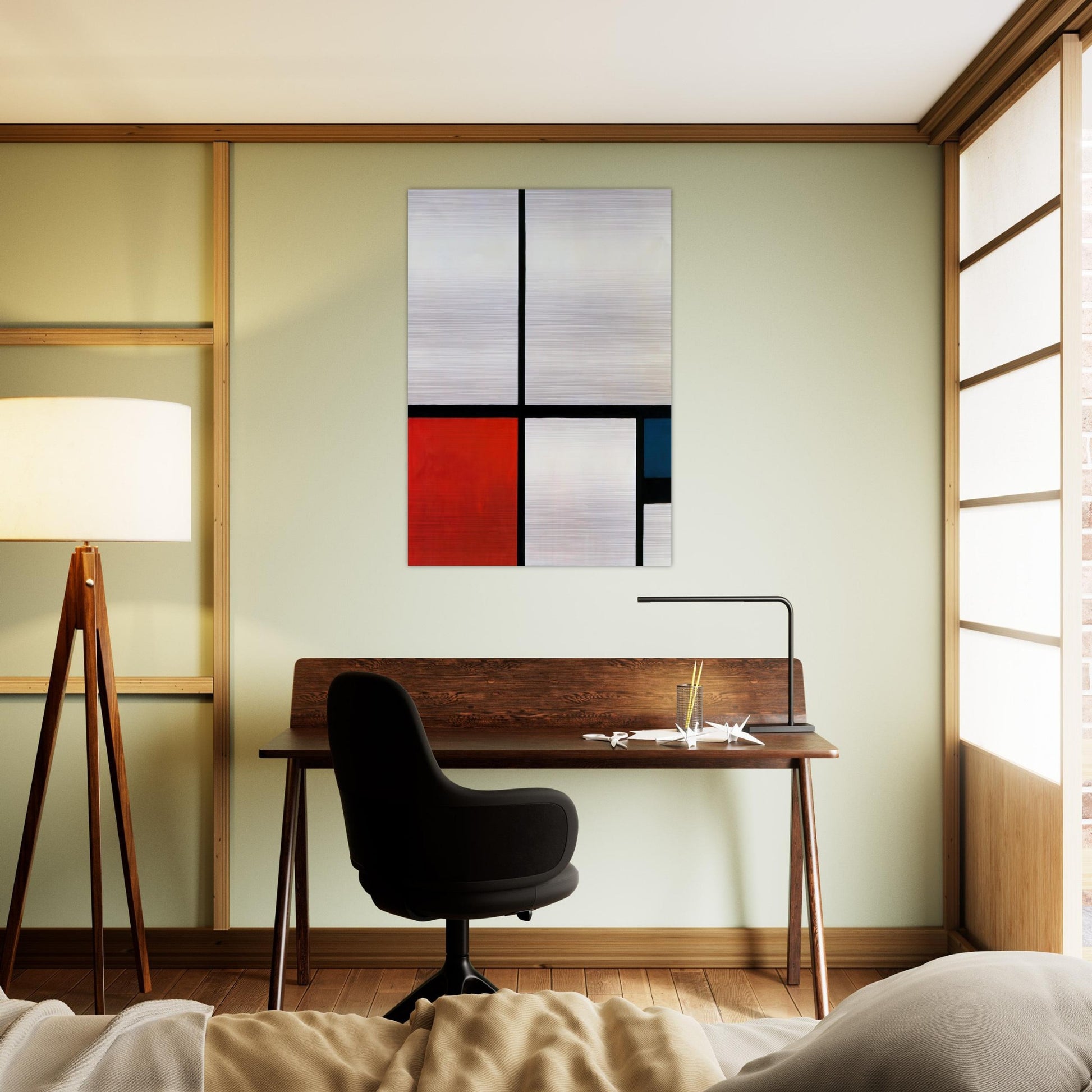 Composition N. 1 with Red and Blue - Piet Mondrian Brushed Aluminum Print - 70x100 cm / 28x40 inches | Piet Mondrian Aluminum Print | Piet Mondrian Prints