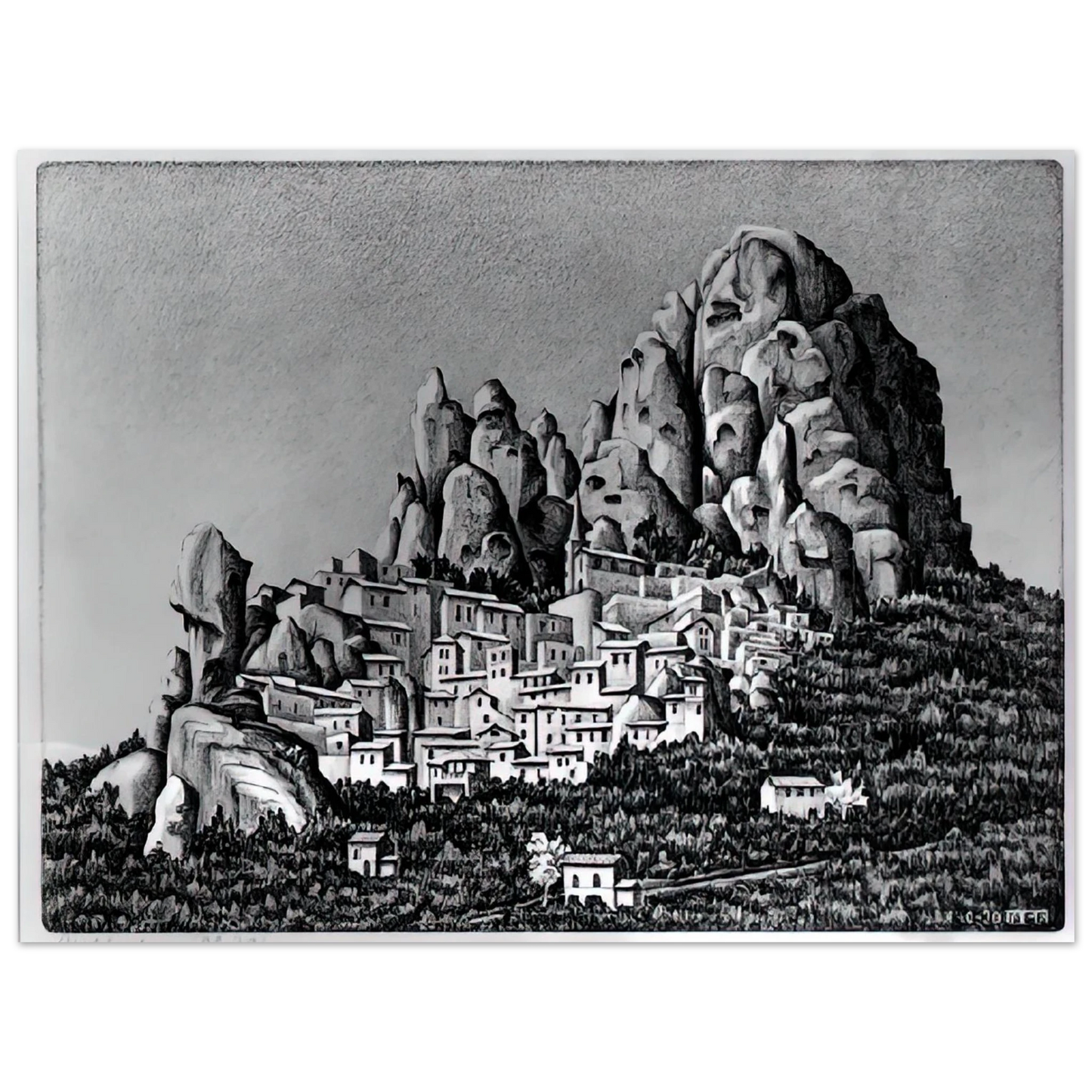 MC Escher - PENTEDATTIO CALABRIA OCTOBER 1930 1930 Wall Art - 21x29.7 cm / 8x12" - Fine Art Poster - -