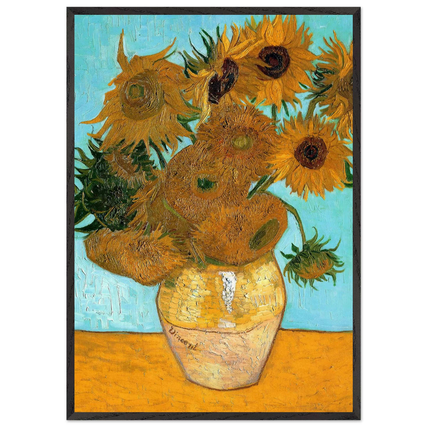 Still Life - Vase with Twelve Sunflowers - Vincent van Gogh Framed Art Print – Black Wooden Frame - Default Title - -Framed Art Print