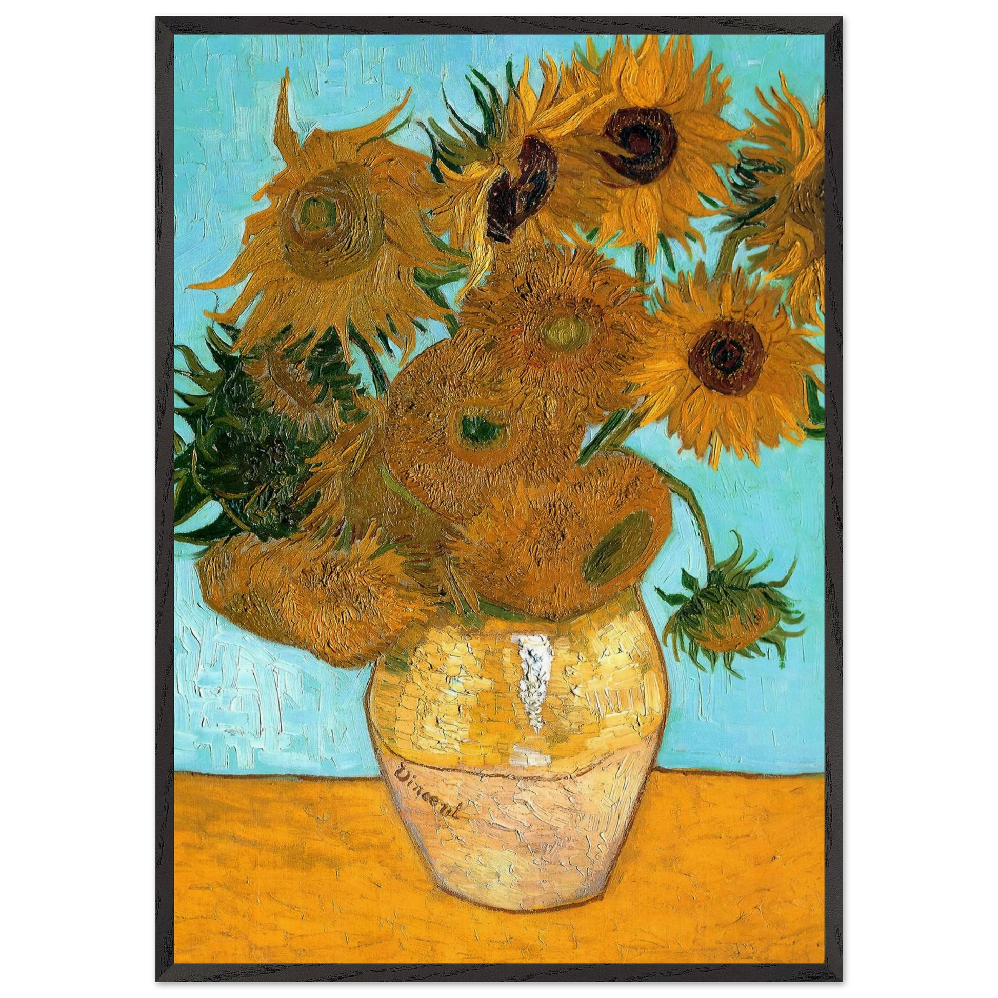 Still Life - Vase with Twelve Sunflowers - Vincent van Gogh Framed Art Print – Black Wooden Frame - Default Title - -Framed Art Print
